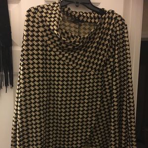 Houndstooth Wrap Sweater - Sz XXL Black/Brown